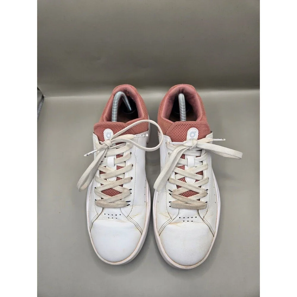 On The Roger Advantage Tennis Shoes Womens 9.5 White Dusty Rose Athletic Sneaker
